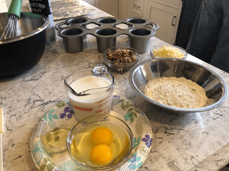 Eggs, flour, and milk to make a popover