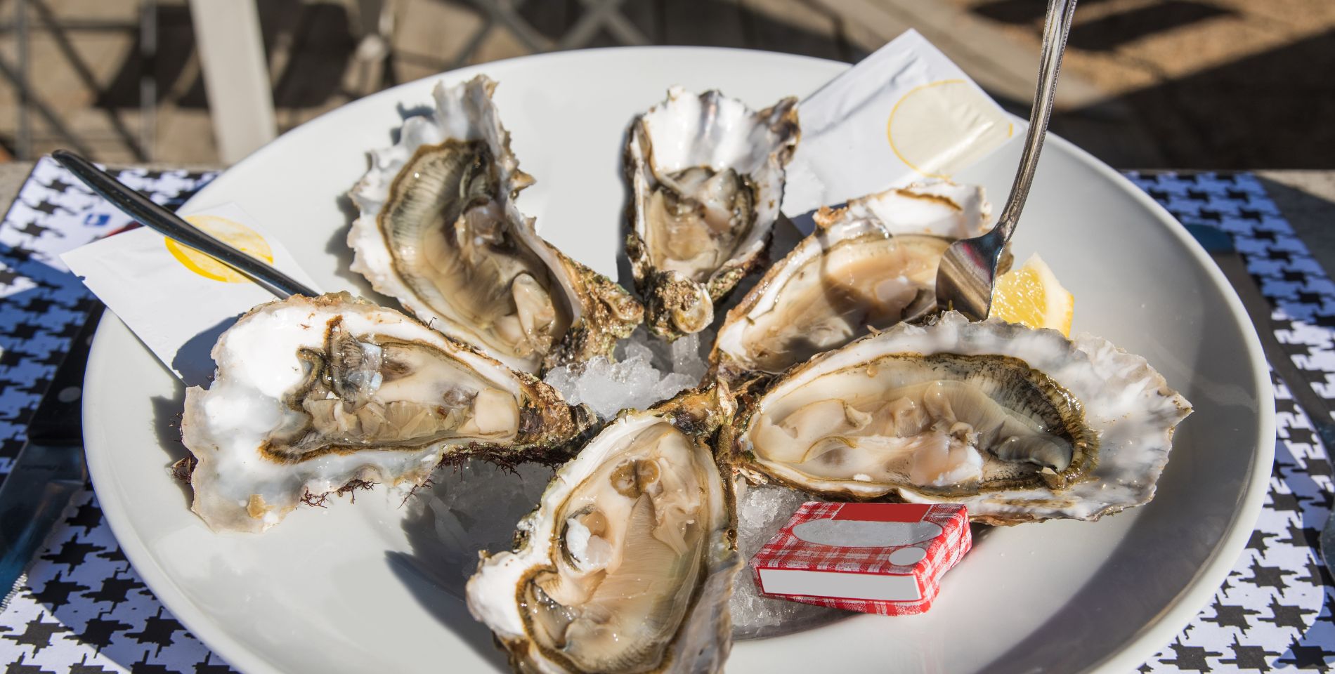 A plate of oysters at a restaurant