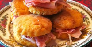 Bay Haven Inn of Cape Charles’ sweet potato ham biscuits on a plate